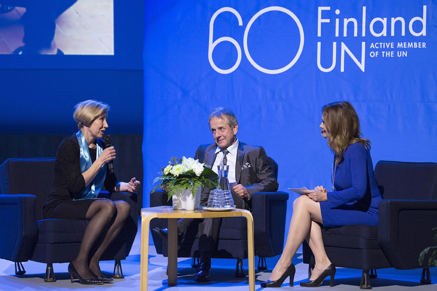UniWASH was presented by Marja-Riitta Ketola (on the left), executive director of Finnish national committee for UNICEF and Pekka Kariniemi, chairman of the board of Biolan.