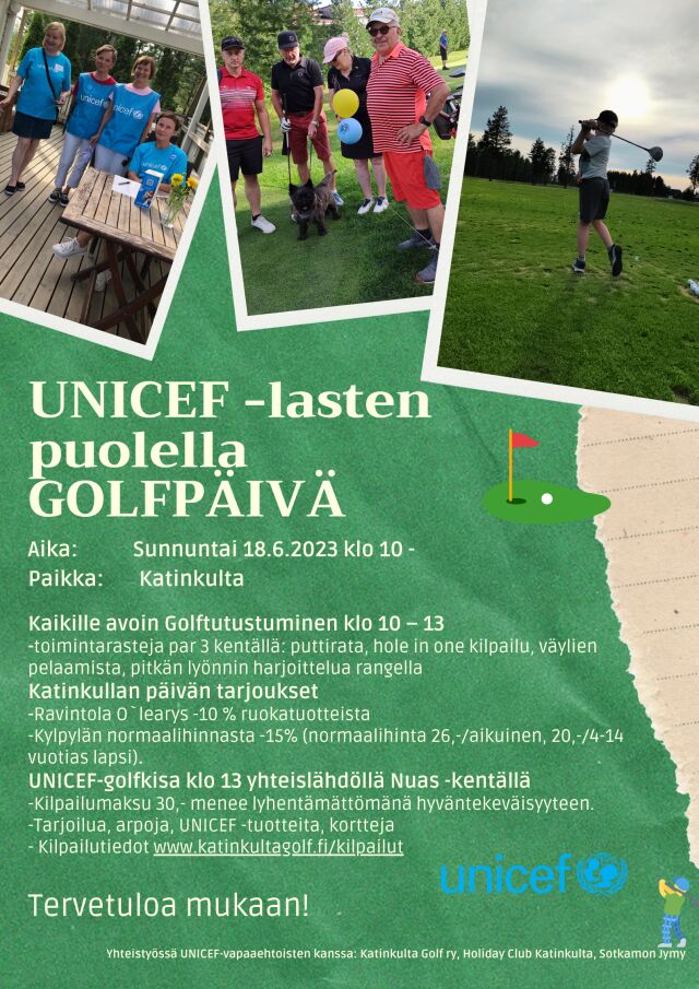 UNICEF-lasten puolella Golfpäivä Katinkullassa